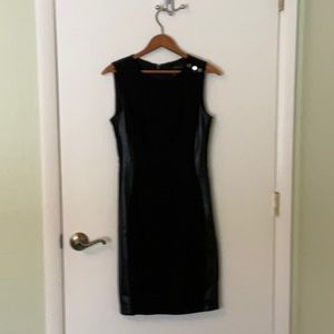 White House Black Market Women’s Size 4 Black Dress with Faux Leather Accents